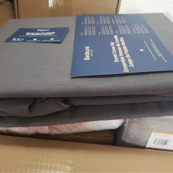 Bedsure Linen Duvet Cover Queen Charcoal Grey - Picture 11 of 11